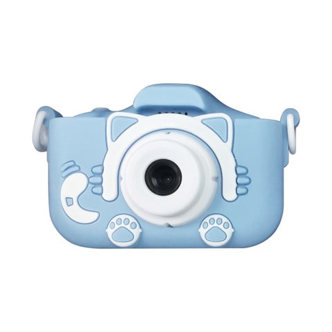 Generic-20MP Kids Children Digital Camera 1080P Video Camcorder 2.0 Inches IPS Screen Dual Camera Lenses Anti-Drop Toys for Girls and Boys Built-in Battery with Strap Charging Cable Blue Cat
