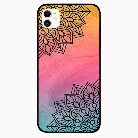 Theodor Apple iPhone 12 6.1 inch Case Top &amp; Bottom Flower Flexible Silicone