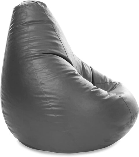 Luxe Decora PVC Bean Bag With Filling (Large, Grey)