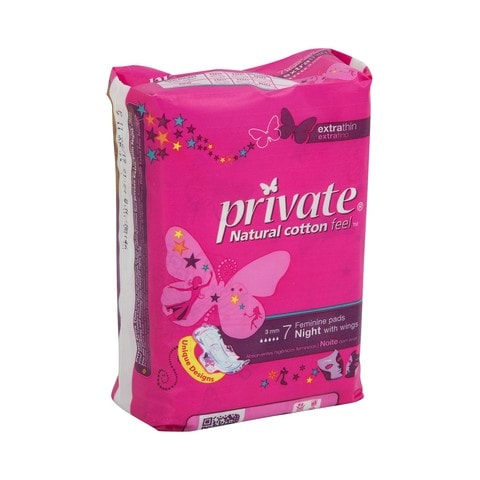 Private Feminine Pads With Wings Extra Thin 7Pcs
