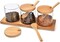 1CHASE&reg; 3 Pcs Spice Condiment Container Canister Pots with Wooden Base, Spoon and Lid.