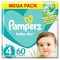 Pampers Baby-Dry Taped Diapers With Aloe Vera Lotion  Size 4 (9-14kg) 60 Diapers