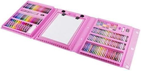 Kid's Art & Drawing kit, 208 PCS Pink Painting Set for Children, Double  Sided Trifold Easel