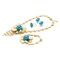 Tanos - Fashion Gold Plated Set (Necklace/Earring/Ring/Bracelet) Flower Design  Blue Flower Petals