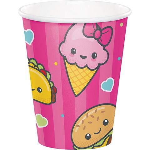 Creative Converting- Junk Food Fun Cups 9oz 8pcs&lt; &gt;Multicolor&lt; &gt;