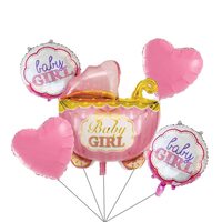 Baby Girl Balloon Set [5 Pieces] Aluminum Foil Baby Shower Decorations for Girl, It is a Girl Balloons for Birthday Party Decoration Gender Reveal Supplies
