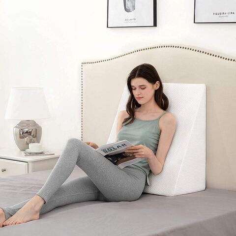 Deep Sleep Orthopedic Bed Wedge Pillow With HD Foam Top Elevation For Sleeping, Acid Reflux, Heartburn, Anti Snoring And Gerd Pillow - Ideal For Neck Pain, Back Support (W 65 X L 65 Cm, Standard: 8&quot;)