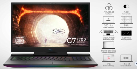 Dell G7 Gaming Core&trade; i7-10750H /16GB / 512GB SSD / NVIDIA&reg; GeForce RTX&trade; 2070 8GB GDDR6/ Win10 H, Eng 17.3&rsquo;&rsquo; FHD (1920 x 1080) 300 nits 144Hz 9ms 72% color gamut with Eye-safe &ndash; KJJ6C