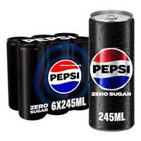 Pepsi Zero Cola Beverage Cans 245ml Pack of 6