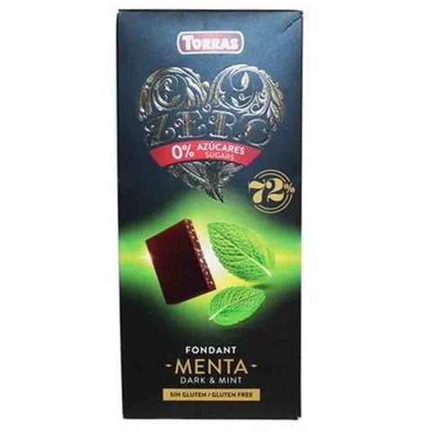 Torras Chocolate Dark Gluten Free Sugar Free 72% Cocoa And Mint 100 Gram