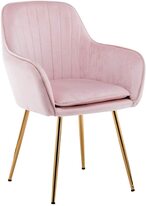 Buy LANNY Velvet Dining Chair, Leisure Armrest Chairs Upholstered with Backrest, Metal Legs Bracket, for Living Room Kitchen and Breakfast Armchair, Pink in UAE