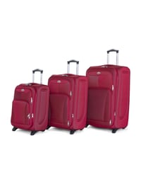 Senator Brand Softside 3 Piece Set of 2 Wheel EVA Luggage Trolley in Burgundy Color KH247-3_BGN