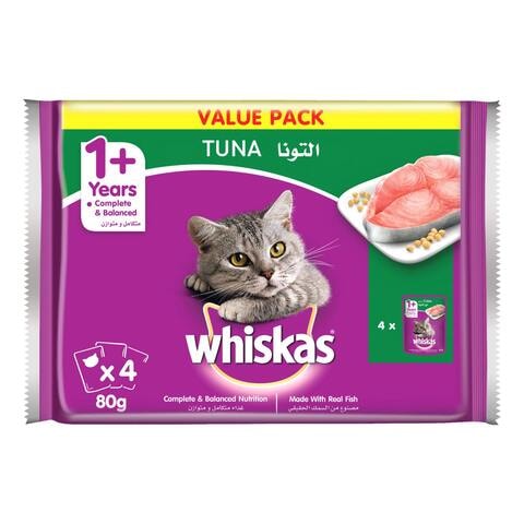 Whiskas Wet Cat Food Tuna 80g Pack of 4