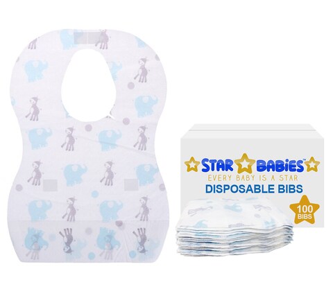 اشتري Star Babies - Elephant Printed Disposable Bibs Pack of 100 في الامارات