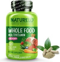 Naturelo Whole Food Multivitamin For Women, Natural Vitamins, Minerals, Raw Organic Extracts, Best Supplement For Energy And Heart Health, Vegan, Non Gmo, 120 Capsules