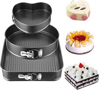 Atraux Baking Pan Mold Set, 3 Pcs Durable Non-Stick Cake Pans, Leakproof Bakeware Molds With Quick Release Latch And Removeable Bottom