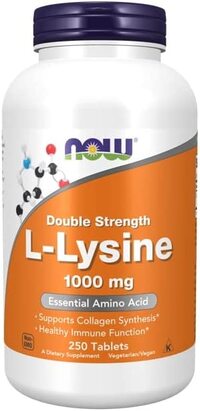 Now Supplements, L-Lysine (L-Lysine Hydrochloride) 1, 000 Mg, Double Strength, Amino Acid, 250 Tablets