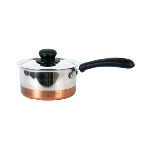 Raj Copper Bottom Saucepan With Lid Silver And Brown 16cm