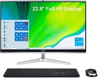 Acer Aspire C24 1651 UR15 AIO Desktop 23.8&quot; Full HD IPS Display 11th Gen Intel Core i3 1115G4 Intel UHD Graphics 8GB DDR4 512GB NVMe M.2 SSD Intel, WiFi 6, Windows 10 Home, Silver