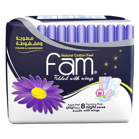 Fam Feminine Night Pads With Wing&#39;s 8 Pieces