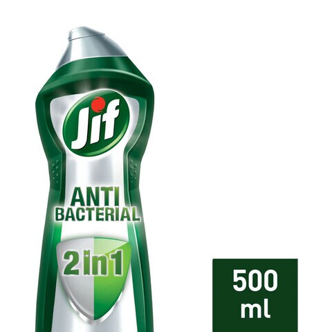 Jif Antibacterial Cream Cleaner With Bleach 2In1 Removes Tough Dirt And Stains 500ml
