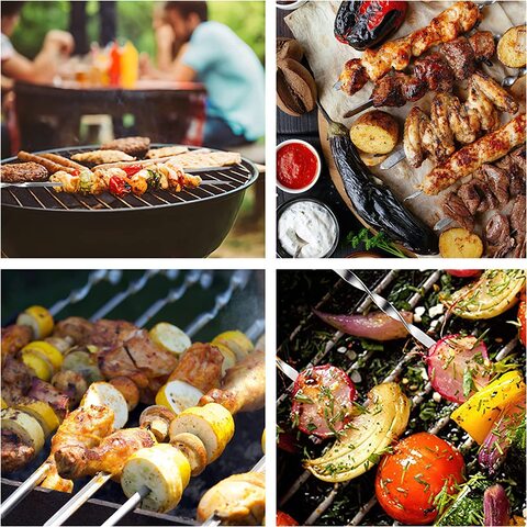 Buy Metal Kabob Skewers for Grilling Flat Barbecue Skewer