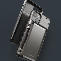 VRS Design Damda Glide PRO designed for iPhone 13 case cover wallet [Semi Automatic] slider Credit card holder Slot [3-4 cards] - Metal Black