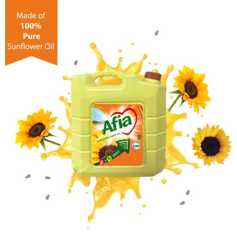 Afia Pure Sunflower Oil Enriched with Vitamins A D &amp; Zinc Bottle  9L