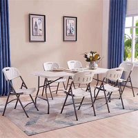 Buy LANNY Plain White Folding Plastic Dining Set Bundle 1 6