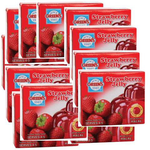Green&#39;s Jelly Strawberry 80g Pack Of 12