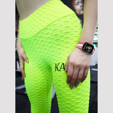 Neon Lime Textured Sports Leggings