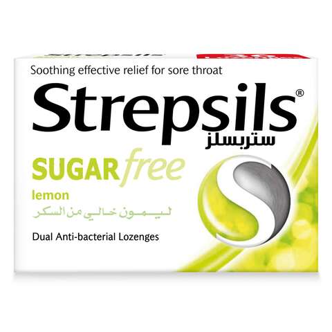 Strepsils Lemon Sugar Free Dual Anti-Bacterial Action Soothing Effective Relief from Sore Throats 16 Lozenges