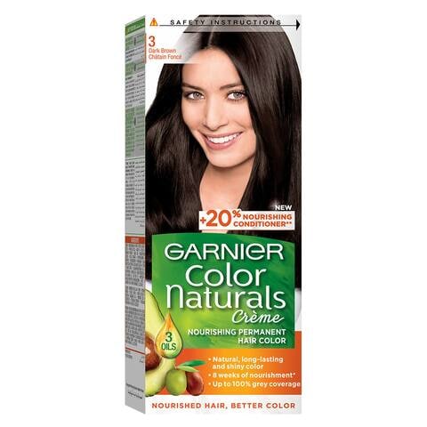 Garnier Colour Naturals Cream Nourishing Permanent Hair Colour 3 Dark Brown 110ml