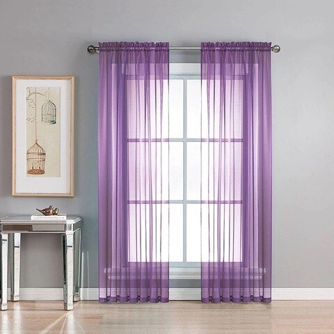 DEALS FOR LESS  - Window sheer, light purple color set of 2 pieces.