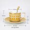 Ceramic Mugs Sets Gold Handle Porcelain Coffee Cups &amp; Saucers