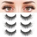 Buy Bepholan 3 Pairs False Eyelashes Synthetic Fiber Material 3D Mink Lashes Natural Round Look Reusable 100% Handmade  Cruelty-Free Xmz24 in UAE