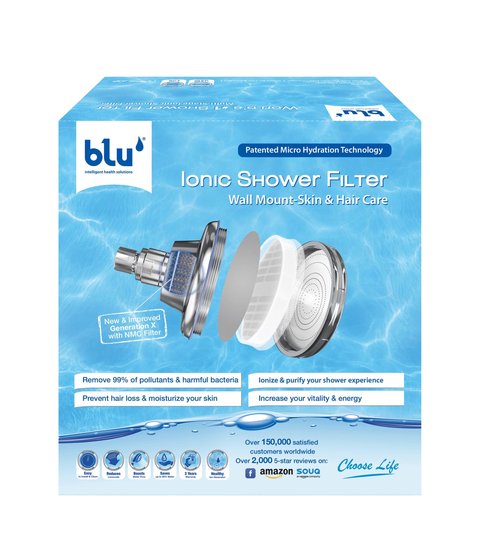 Blu - Ionic Shower Filter Wall Mount - Skin &amp; Hair Care