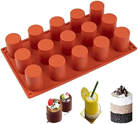Generic Cylindrical Shape Silicone Mould 15 Holes Baking Mould Durable Silicone Mould Candle Making Supplies Handmade Soap Mould Chocolate Mould For Cake Chocolate Biscuit Gift ( Color: As Shown )