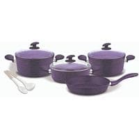 Home Maker Granite Cookware Set Purple And White 9 PCS