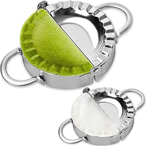 Generic 2 Pack 7.5Cm Large Stainless Steel Dumpling Ravioli Maker Press, Pierogi Mold - Wonton Mould, Easy-Tool For Dumpling Wrapper Dough Stamp Cutter Pastry Pie Making
