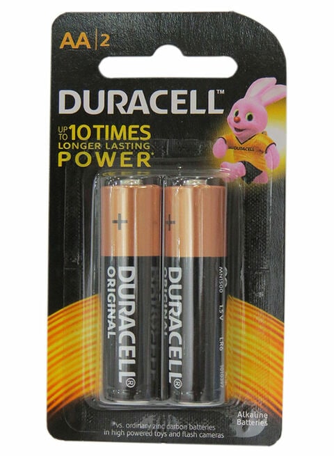 Duracell Pair Of Long Lasting Power AA Batteries Black/Brown