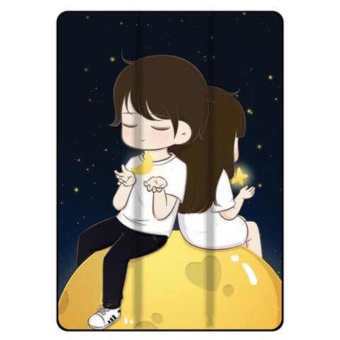Theodor Protective Flip Case Cover For Apple iPad Pro 2020 12.9 inches Coouple Holding Moon &amp; Stars