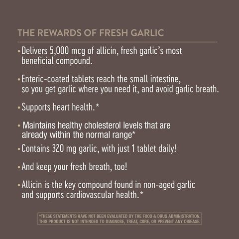 Nature&#39;s Way Garlinase 5000 3.4% Garlic Extract Per Serving 100 Enteric-Coated Tablets (Packaging May Vary)