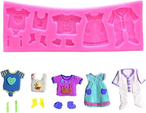 Generic Lovely Baby Clothes Diy Silicone Mold, Resin Clay Chocolate Silicone Cake Mold, Fudge Cake Decoration Tool, Wedding Cake Decoration