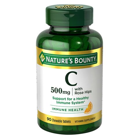 Nature&#39;s Bounty C 500mg With Rose Hips Vitamin Supplement 90 Tablets