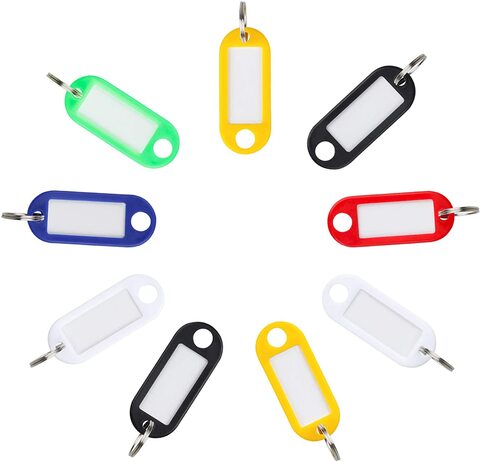 Generic 20 Pack Plastic Key Tags With Split Rings Label Window Assorted Colors