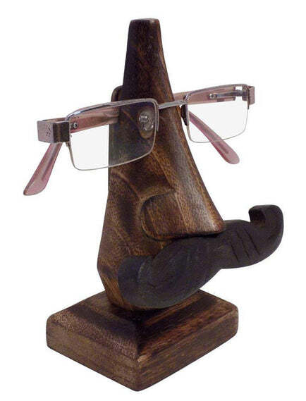 Handcrafted Wooden Nose Shaped Spectacle Holder/ Specs Stand