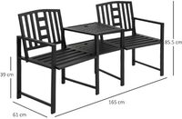 Yulan Outdoor Garden Bench Black Steel Outdoor Patio Park 2-seater Seat Furniture 269