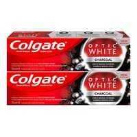 Colgate Optic White Charcoal Whitening Toothpaste Black 75ml Pack of 2