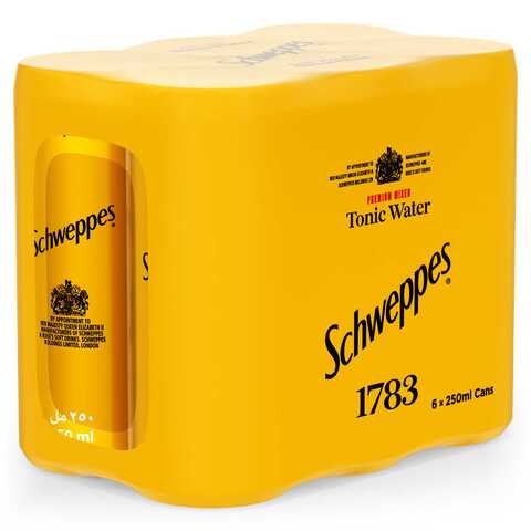 Schweppes Tonic Water Carbonated Drink Can 250ml Pack of 6